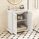 30 Inch Bathroom Vanity with Ceramic Sink, Freestanding Bathroom Vanity Set with Hidden Drawer, N710P192538K