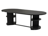 70.9" Oval Dining Table for 6 People, Fluted Panel Legs with 2 Side Open Storage Shelves, MDF 89425434