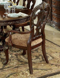 Traditional Formal Armchairs Set of 2 Cherry Finish with Gold Tipping Fabric Upholstery Wooden B011P171307