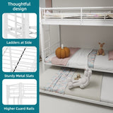 Heavy-duty Sturdy Meta Twin over Twin Bunk Bed/l/ Noise Reduced/ Safety Guardrail/No Box Spring W1935P300342