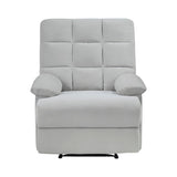 ZNTS Reclining Chair Light Gray Velvet Upholstery Square Tufted Back Pillowtop Arms Solid Wood Furniture B011P182495