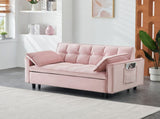 Modern velvet sofa, sofa pull-out bed, small love seat casual sofa with back, with pillow, pockets, 82640220