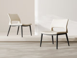 Modern minimalist white PU leather Dining Chairs Set of 2, comfortable backrest design, metal leg W1727P426736