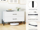White 2-Drawer Nightstand with Anti-Tipping Kit & Metal Legs, Modern Minimalist Storage Nightstand 83414498