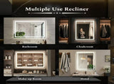 24"X36" Anti-fog LED Bathroom Mirror with Dual Light Source and Three Lighting Modes, White 40650246