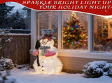 3FT Lighted Snowman Holding Spade Christmas Decorations, Pre-lit Holiday Decor with 110 Warm White 73782615