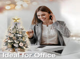 Exquisite Tree with LED Lights, 22in Small Tabletop Mini Gold Artificial Xmas Tree with 68728935