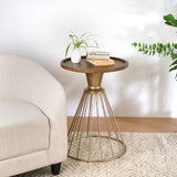 HOLLOW EDGE RETRO ART PINE SIDE TABLE, ANTIQUE GOLD NATURAL COLOR N770P281548A