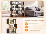 5-Tier S-Shaped Bookshelf, Modern Geometric Freestanding Display Shelf with Heavy-Duty Metal Frame, 09498563