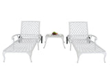 193*64.5*93cm Backrest Adjustable Courtyard Cast Aluminum Lying Bed White 04914009