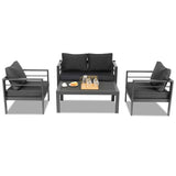 Aluminum Patio Furniture Set, 4 Pieces Modern Outdoor Conversation Set Sectional Sofa with Cushion 75618099