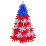 6 FT Patriotic Artificial Christmas Tree, Hinged Tree 4th of July Patriotic Decorations with 900 92099137