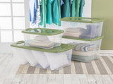 (2 pack)40 Quart Medium Storage Bin, Clear Plastic Storage Container with Full-Grip Handles, 83050362
