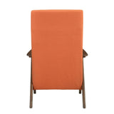 Modern Accent Chair 1pc Orange Fabric Upholstered High-Back Chair Cushion Seat and Back Walnut B011P182667