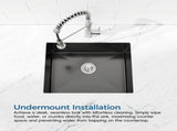 Stainless Steel Kitchen Sink, 23x19 Single Bowl, Undermount Handmade Sink in Black, with US 22229091