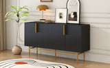 TREXM Modern Elegant 4-door Sideboard Gold Metal Handle Buffet Cabinet for Dining Room, Living Room, WF304382AAB
