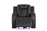 LED & Power Recliner Chair Made With Faux Leather in Gray 659436262294