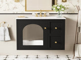 24" Bathroom Vanity Set Wall Mounted for Small Space, Bathroom Cabinet with Ceramic Sink, 2 Drawers N710P286704B