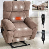 Brown Heat Massage Dual Motor Infinite Position Up to 350 LBS Large Electric Power Lift Recliners W1803P264024