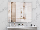 60"x40" Oversized Modern Rectangle Bathroom Mirror with Silver Frame Decorative Large Wall Mirrors W708P297600