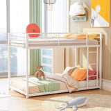 ZNTS Twin over Twin Metal Bunk Bed, Low Bunk Bed with Ladder,White 67500234