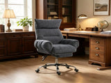 Wide Seat Reclining Office Chair with Flip-Up Armrests & Footrest, Dark Gray 84743876