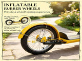 Orange 16" Inflatable Youth Scooter Kick Scooter with Adjustable Handlebars, Double Brakes, Front 45851904