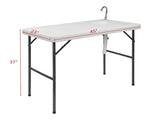 Folding Portable Fish Fillet & Hunting & Cutting Table with Sink Faucet 50214347