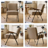 Pattern Colorful Fabric Armchair, Modern Accent Chair High Back, Living Room Chairs with Metal Legs W2105P210243