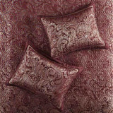 5 Piece Jacquard Bedspread Set with Throw Pillows Burgundy King B03597643