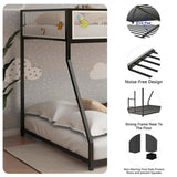 Adam Twin Full Bunk Bed Metal Black with White Mesh Guard Rail for Kids and Adult, Low Profile and B083P170085