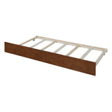 ZNTS Twin Size Wood Daybed with Trundle and Fence Guardrails, Walnut WF301862AAL