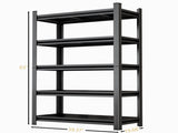 5 Tier Storage Shelves, 2200LBS Adjustable Metal Shelving Unit, Black, Needs Assembly 74632589