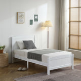 ZNTS Twin Pine Single-Layer Core Vertical Stripe Full-Board Curved Bed Head With The Same Bed Foot White 57053840