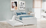 Twin size Platform Bed with Trundle, White WF195106AAK