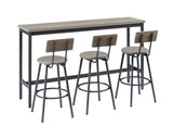 ZNTS Long Bar Table Set with 3 PU Upholstered Bar Stools, Industrial Bar Table and Chairs for Kitchen W1668P147058