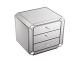 Champagne Gold Mirror Three Drawn Cabinet,Modern End Side, Mirrored Nightstand, Mirrored Side W1005P562320