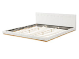 Solid Rubber Wood Platform Bed with Upholstered Headboard, Modern Tufted Design, Sturdy Slat N769P387939W