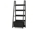 5-Tier Ladder Shelf with Fabric Drawer, Narrow Industrial Bookshelf with Anti-Tip Device & Back 51934910