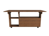 Multi-Functional Folding Table with Storage Shelves and Wheels, 47 Inch Foldable Dining Table for 61675914