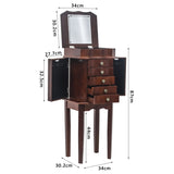 ZNTS Standing Jewelry Armoire with Mirror, 5 Drawers & 6 Necklace Hooks, Jewelry Cabinet Chest with Top 95157130