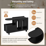 ON-TREND Mobile End Table with lockable wheels, Cream Style Side Table with Storage Drawer, 11.8inch N721P191983B