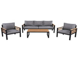 GO 4-Piece Outdoor Furniture Sofa Set for 5 People Acacia Wood Armrests, Patio Conversation Set 85693369