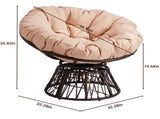 38" Ergonomic Swivel Wicker Papasan Chair with Thick Tufted Cushions, 360 Degree Rotatable Chairs 26512549