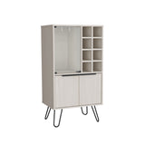 Aster 23" Wide Double Door Bar Cabinet and Glass door comparment, Eight bottle cubbies and stemware B200P235829