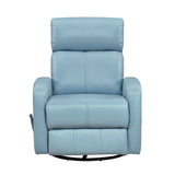 Glider Recliner Chair with Swivel Motion Blue Leather Upholstery Solid Wood Comfort Luxury Living B011P330087