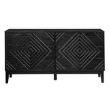 60.5'' Buffet Cabinet with Storage, Farmhouse Fluted Sideboard with Geometric Pattern & Adjustable W1801P288508