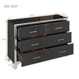 Elegant High Gloss Dresser with Metal Handle,Mirrored Storage Cabinet with 6 Drawers for N733P205355B