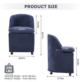 058-Set of 2 Chenille Fabric Dining Chairs With Universal Wheels,Blue W527P242553
