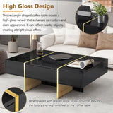 ON-TREND 47.2'' x 31.4''Minimalist High Gloss Coffee Table with 2 Drawers, Multi-Storage Rectangle N721P180693B